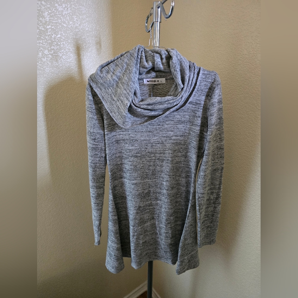 Doublju Pullover Long Sleeve Turtle Neck Dress